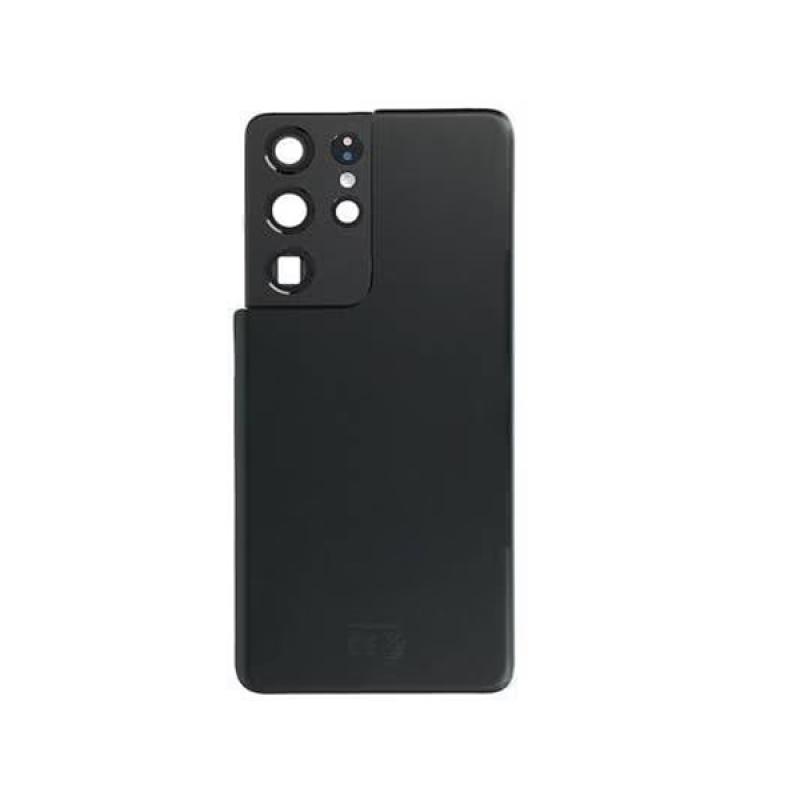 Back Door Panel Glass With Camera Lens for Samsung Galaxy S21 Ultra Black